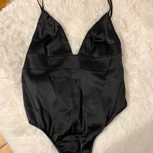 Black silk bodysuit